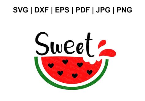 Sweet Watermelon Svg Cute Summer Svg Dxf Eps Pdf  Png Commercial