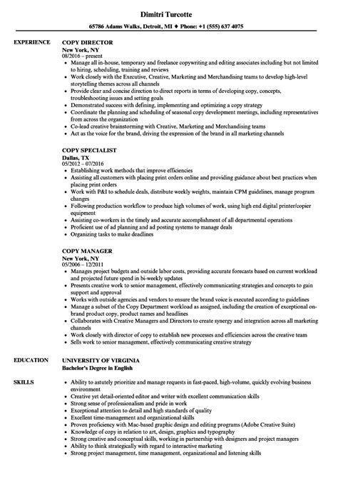 Copy Resume Samples Velvet Jobs