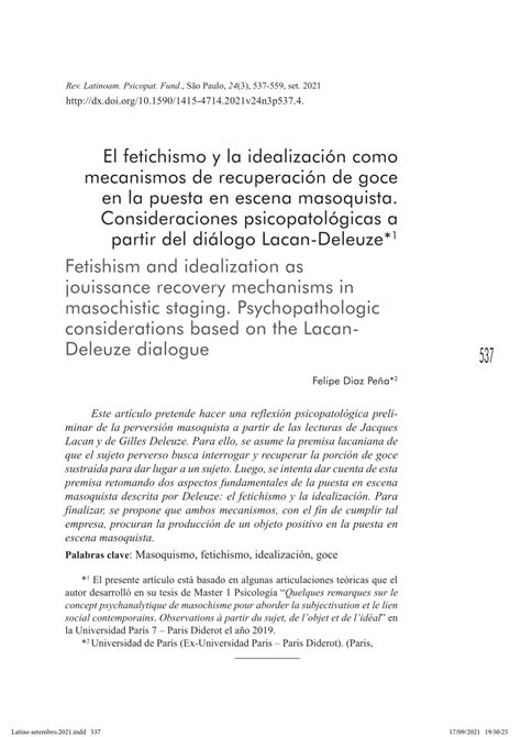 Pdf El Fetichismo Y La Idealizaci N Como Mecanismos De Recuperaci N