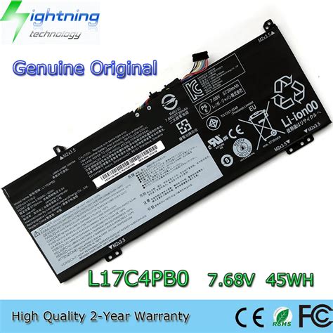 New Genuine Original L17C4PB0 7 68V 45Wh Laptop Battery For Lenovo Yoga