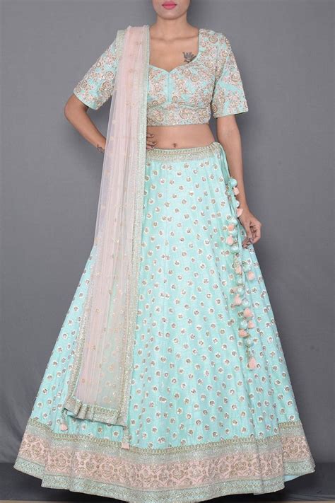 Blue Raw Silk Cutdana Embroidered Bridal Lehenga VE4221 Bridal