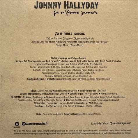 Ca Ne Finira Jamais Cd Promo Pro Collections Johnny Hallyday