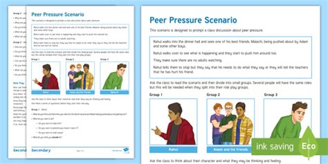 Peer Pressure Scenario 1 Boys Worksheet Worksheet