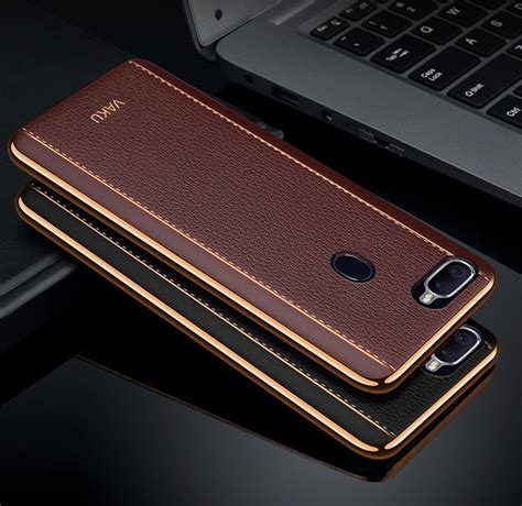 Vaku Oppo F F Pro Vertical Leather Stitched Gold Electroplated