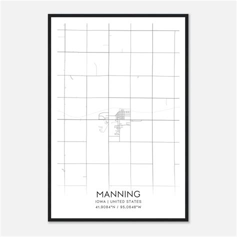 Manning Iowa Map Poster, Modern Home Decor Wall Art Print - Custom Maps