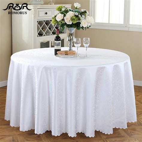 Round Tablecloth Jacquard White Wedding Table Cloth Polyester Round Birthday Party Table Covers ...