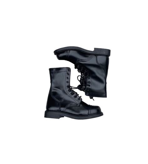 Black Leather Military Issue Combat Boots - Gem