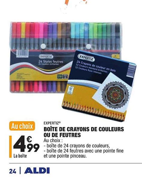 Promo Boîte De Crayons De Couleurs Ou De Feutres Expertiz chez Aldi