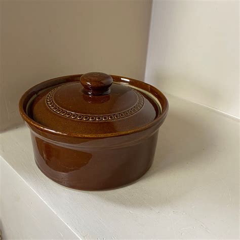 Vintage Stoneware Pearsons Of Chesterfield Brown Glazed Lidded Etsy