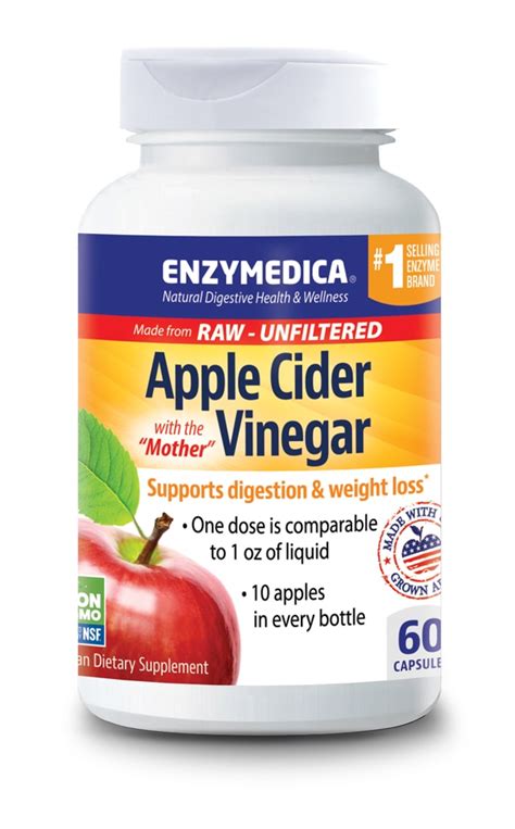 Enzymedica Apple Cider Vinegar With The Mother 60 Capsules Vitacost