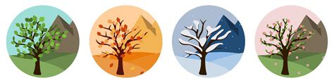 iconos de círculo con árbol para vector de concepto de cuatro