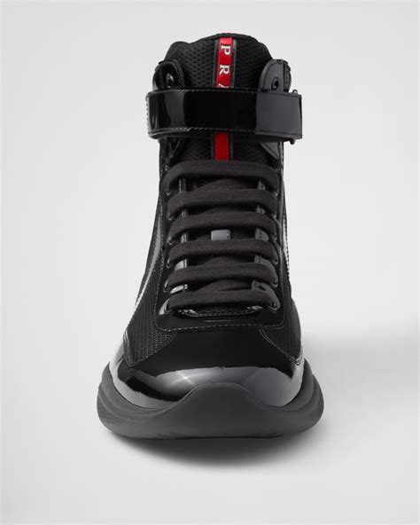 Black Prada Americas Cup High Top Sneakers PRADA