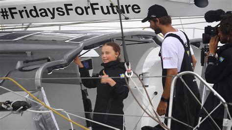 Climate activist Greta Thunberg arrives in NYC after sailing across ...