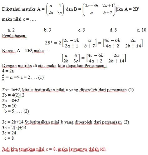 Contoh Soal Matriks Persegi Panjang