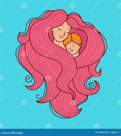 Mothers Day Concept Flat Style Vector Illustrartion Mother And