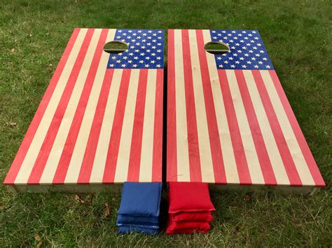 American Flag Cornhole Boards Patriotic Cornhole Flag Etsy