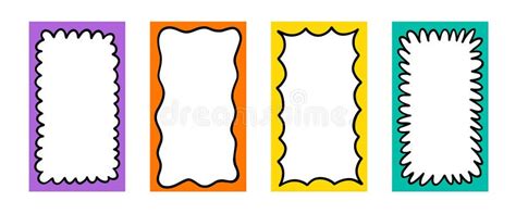 Doodle Scalloped Frames In Hippie Style Psychedelic Retro Border