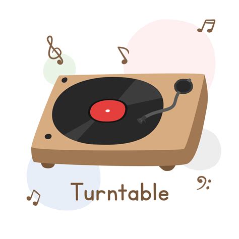 Turntable clipart cartoon style. Simple cute record player turntable ...