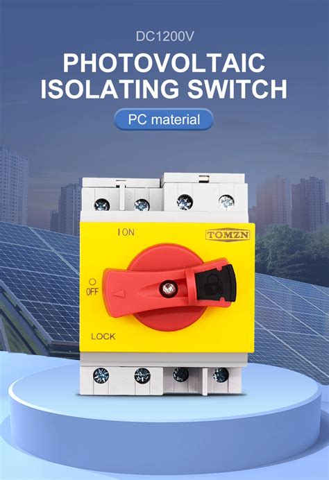 Tomzn 4p Pv Dc 1200v 32a Din Rail Solar Rotating Handle Isolator Rotary Switch Disconnector For