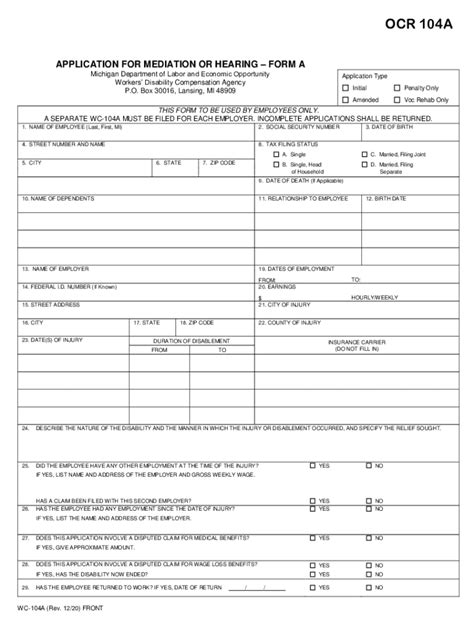 Michigan Workers Compensation Application Complete With Ease Airslate Signnow