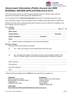 Fillable Online Nnswlhd Health Nsw Gov Applying For A Review Of A