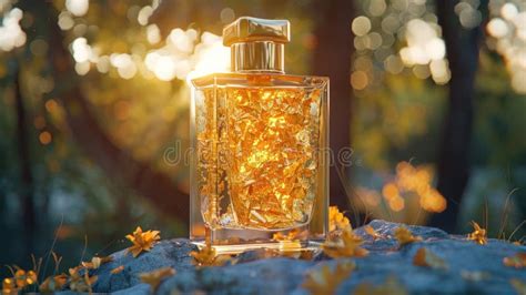 Luxury Gold Perfume Mockup In Marbled Glass Bottle With Golden Chrome