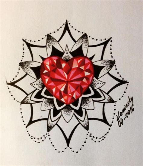 Heart Diamond Tattoo Outline