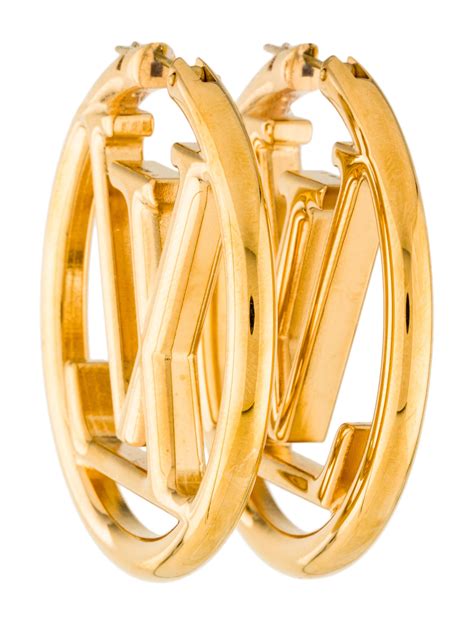 Louis Vuitton Louise Hoop Earrings Gold Tone Metal Hoop Earrings