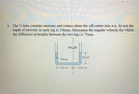 Solved The U Tube Contains Mercury And Rotates About The Chegg