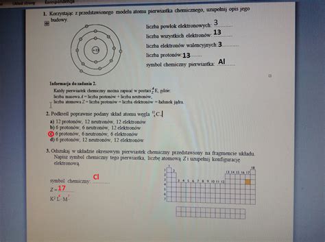 Budowa Atomu Korzystaj C Z Przedstawionego Modelu Atomu Pierwiastka