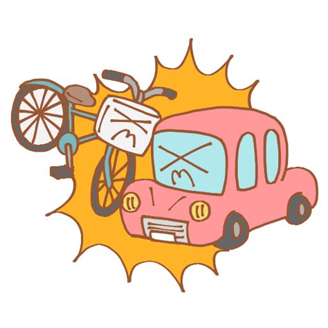 自転車と車の事故のイラスト かわいいフリー素材が無料のイラストレイン