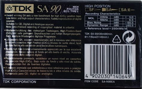 Tdk Sa 90 High Position Limited Edition Black Cassettebandje Bol