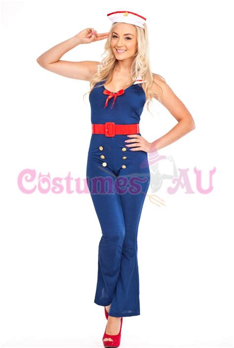 Sailor Ladies Rockabilly Uniform Pin Up Fancy Dress Up Costume Outfit