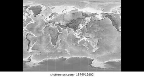 World Map Miller Cylindrical Projection Centered Stock Illustration