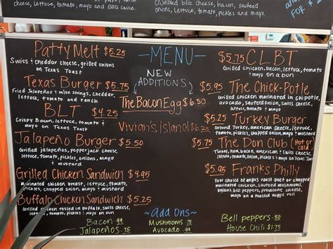 Menu at Don Burger restaurant, Garland