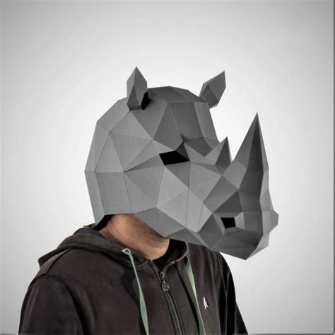 Cosplay Nashorn Maske D Papercraft Papier Erwachsene Maskking Tragbare