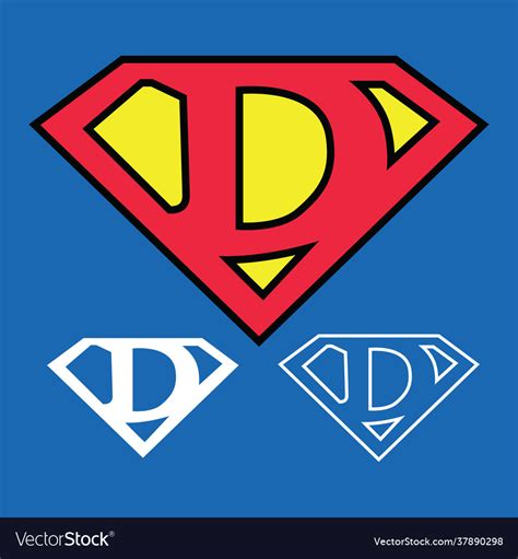 Superhero logo icon with letter d ou Royalty Free Vector