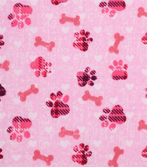 Pink Paw Prints 100 Cotton Fabric Paws Look Plaid Etsy