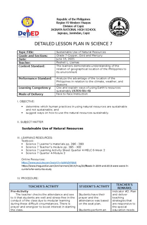 Cot Lesson Plan For Grade 2 4th Quarter