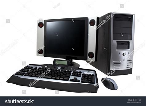 Desktop Computer With Lcd Monitor Keyboard Speaker And Mouse