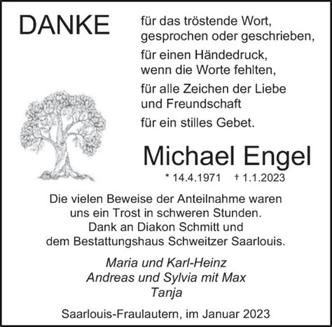 Traueranzeigen Von Michael Engel Saarbruecker Zeitung Trauer De