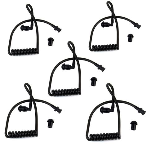 5x Black Replacement Coil Acoustic Air Tube Earplug For Walkie Talkie