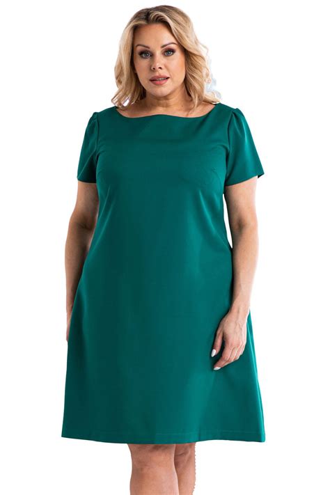 Sukienka KLEMENTYNA butelkowa zieleń 54 56 PLUS SIZE KARKO Moda