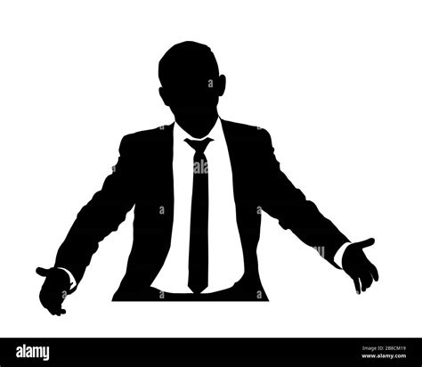 Business man vector silhouette with open arms, vector illustration over ...