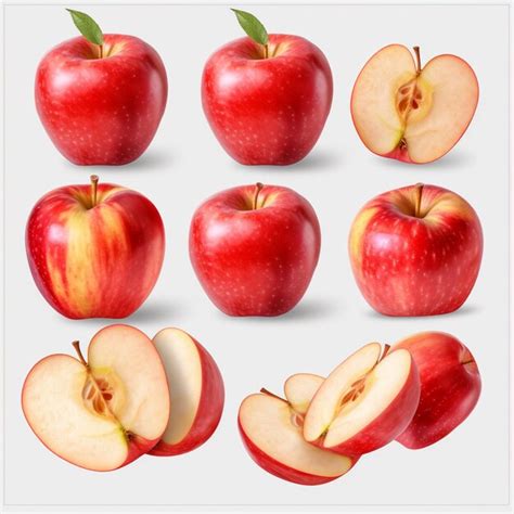 Premium Ai Image Hand Drawn Red Apples Set