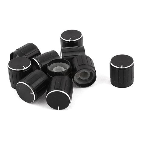 10 X Black Silver Tone Plastic Potentiometer Rotary Control Knobs Caps