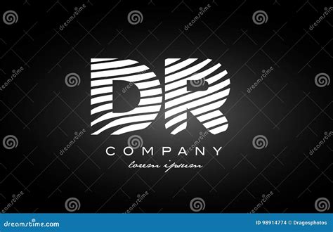 Dr D R Letter Alphabet Logo Black White Icon Design Stock Vector