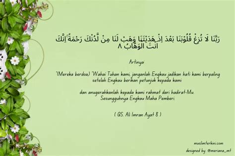 Quran Surah Ali Imran Ayat 8 Arab Latin Dan Artinya Tentang Doa