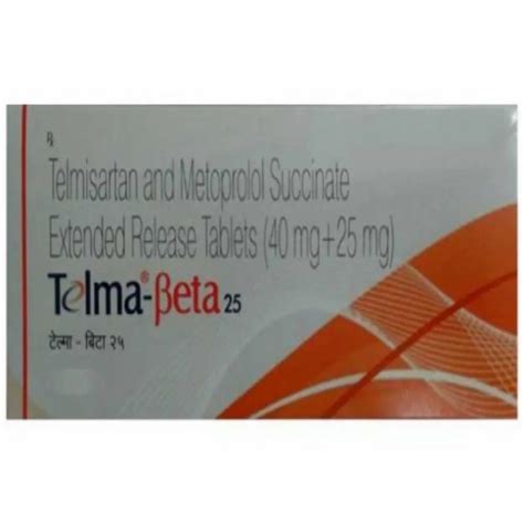 Telmisartan 40mg + Metoprolol Succinate 25mg Tablet, Packaging Type: Strips, As Directed By ...