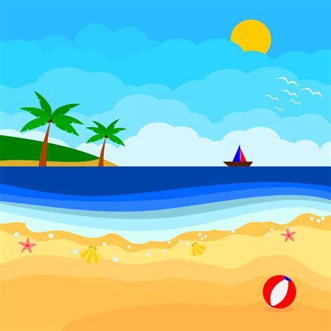 sunny day at the beach illustration vector design 5963248 Vector Art at ...